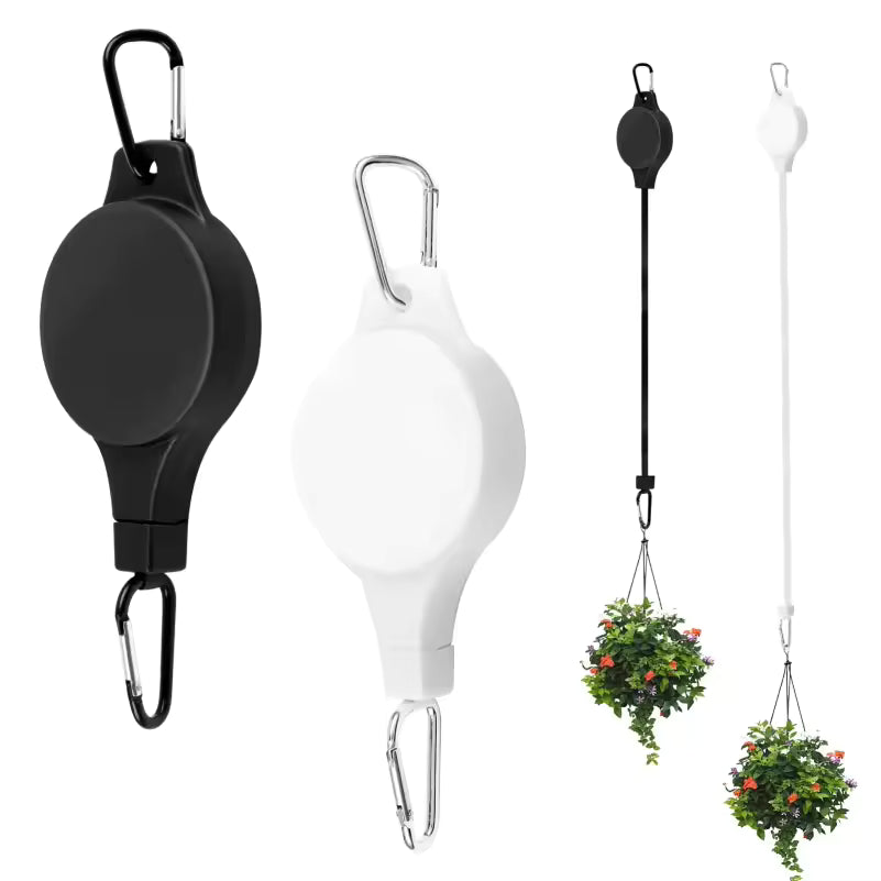 Retractable Plant Pulley Hanger - Adjustable Hook for Hanging Baskets