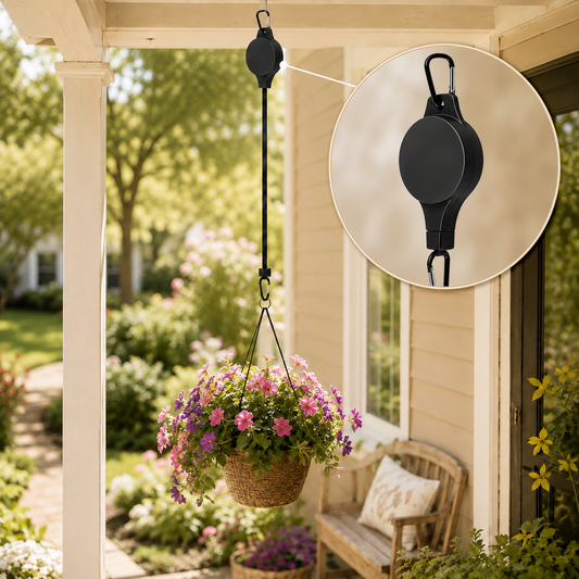 Retractable Plant Pulley Hanger - Adjustable Hook for Hanging Baskets