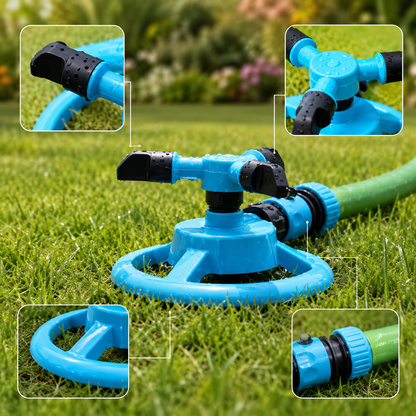 360 Degree Rotating Garden Sprinkler with Quick-Connect Adapter