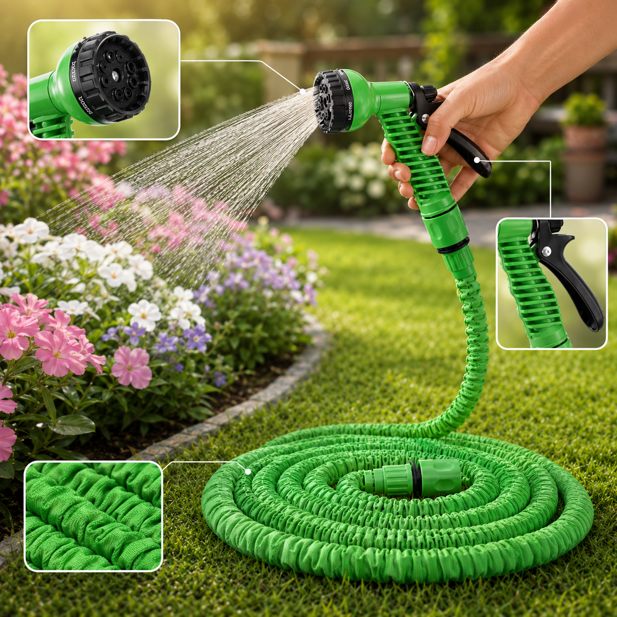 Expandable Garden Hose with 7-Function Spray Nozzle