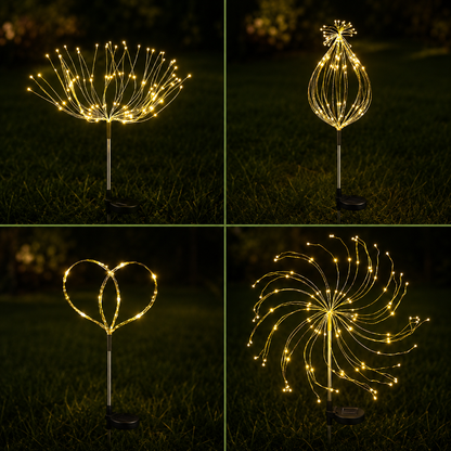 Solar Firework Garden Lights - Copper Wire LED Outdoor Stake