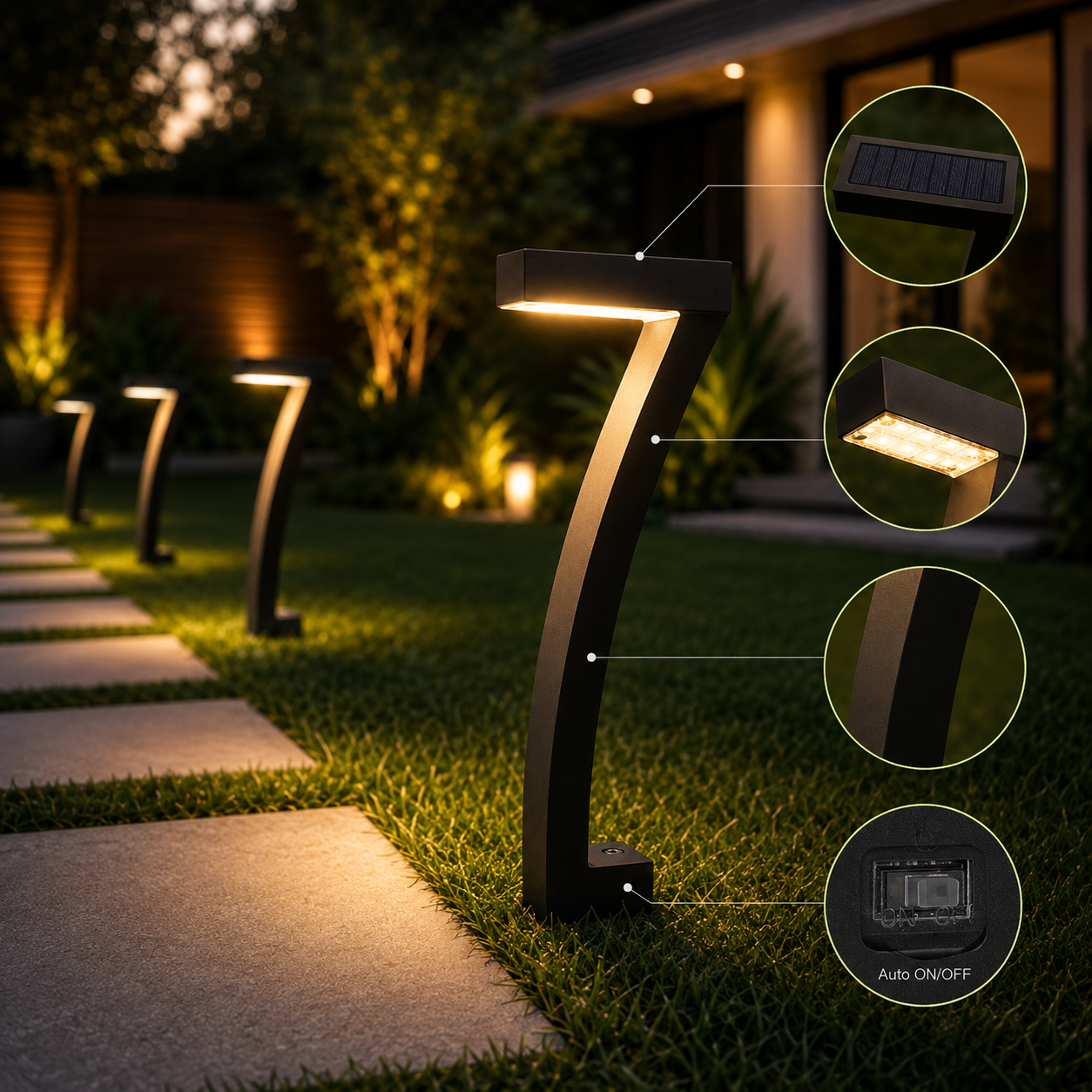 Solar Garden Path Light IP65 Waterproof - Lawn Spotlight