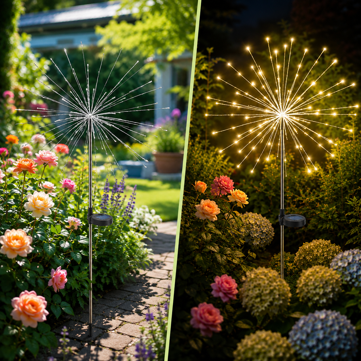 Solar Firework Garden Lights - Copper Wire LED Outdoor Stake