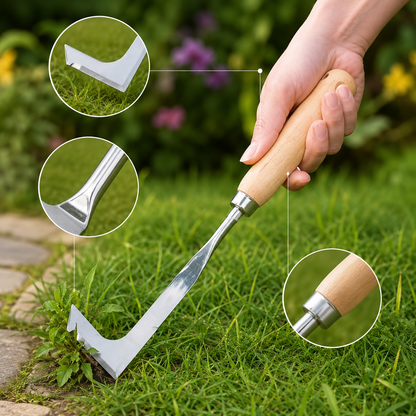 Stainless Steel L-Shaped Weeding Tool for Yards, Terraces and Lanes