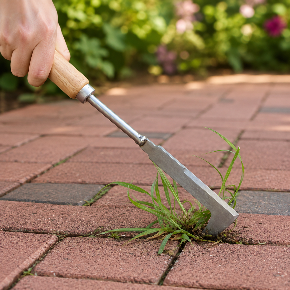 Stainless Steel L-Shaped Weeding Tool for Yards, Terraces and Lanes