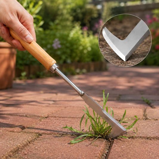 Stainless Steel L-Shaped Weeding Tool for Yards, Terraces and Lanes