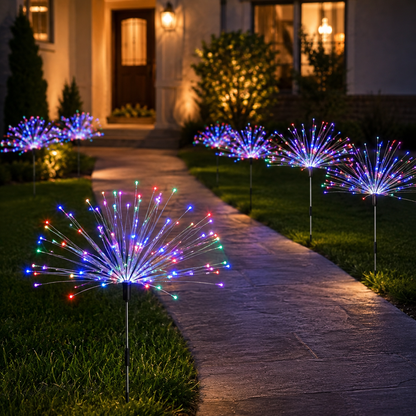 Solar Firework Garden Lights - Copper Wire LED Outdoor Stake