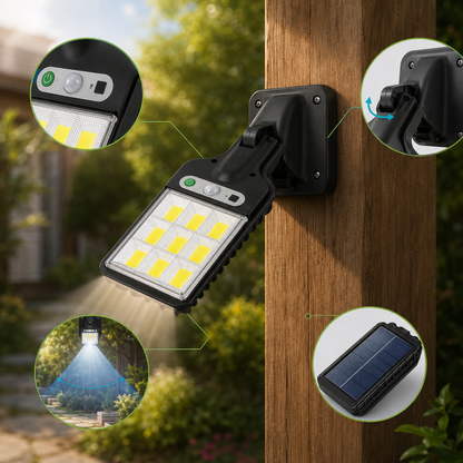 Solar LED Wall Light - Motion Sensor Outdoor Security Lamp