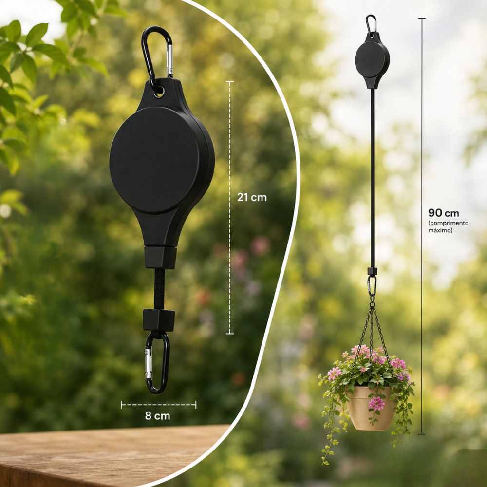 Retractable Plant Pulley Hanger - Adjustable Hook for Hanging Baskets