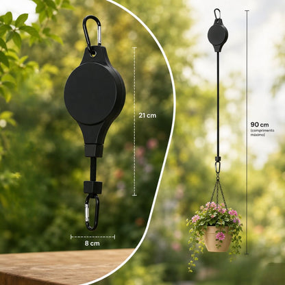 Retractable Plant Pulley Hanger - Adjustable Hook for Hanging Baskets
