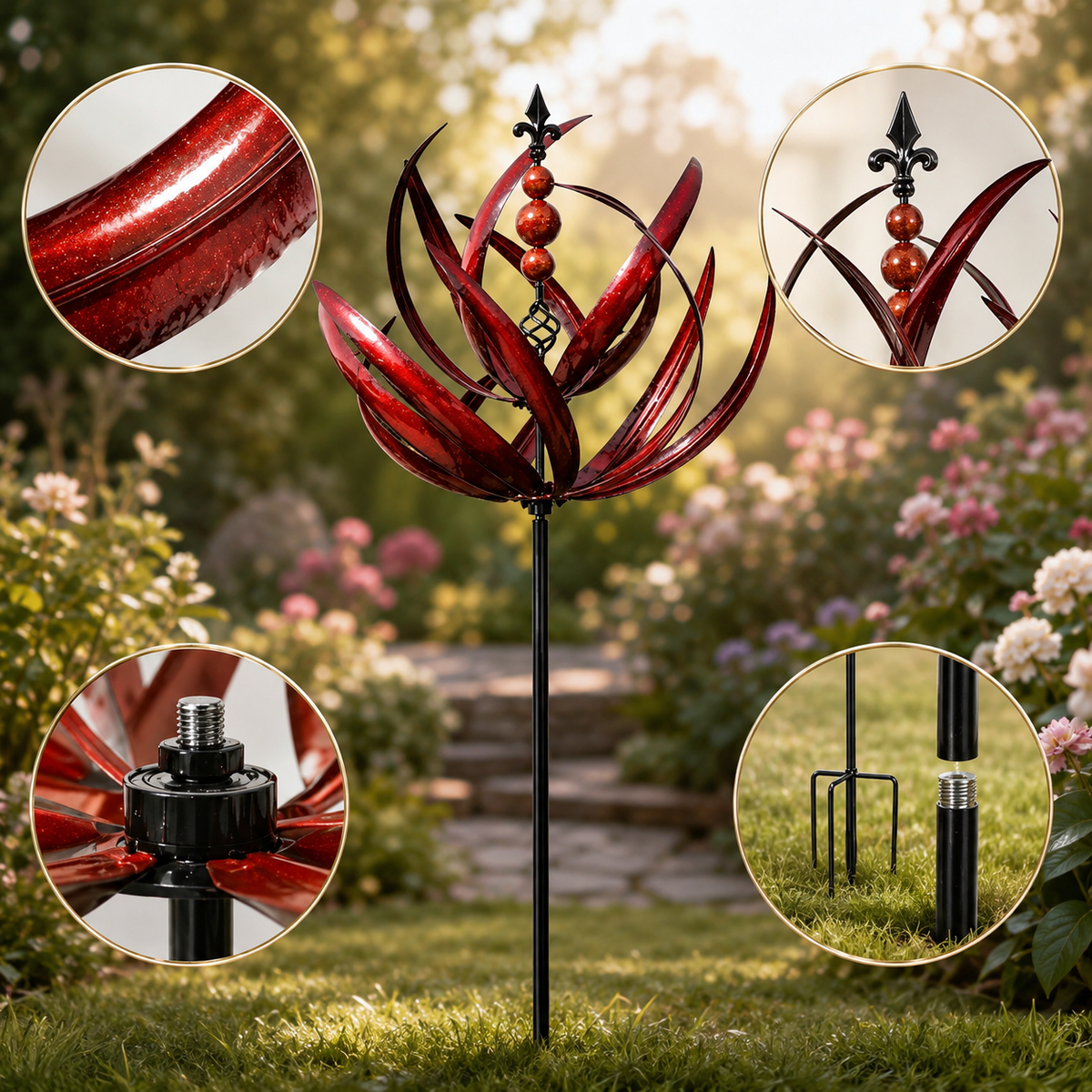 Metal Wind Spinner - 3D Kinetic Sculpture for Yard and Garden