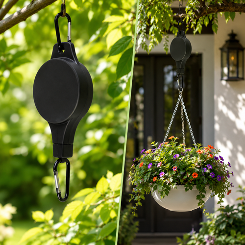 Retractable Plant Pulley Hanger - Adjustable Hook for Hanging Baskets
