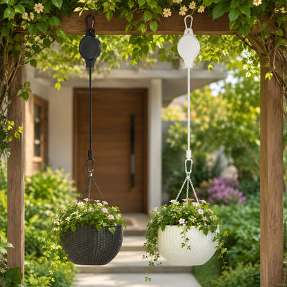 Retractable Plant Pulley Hanger - Adjustable Hook for Hanging Baskets