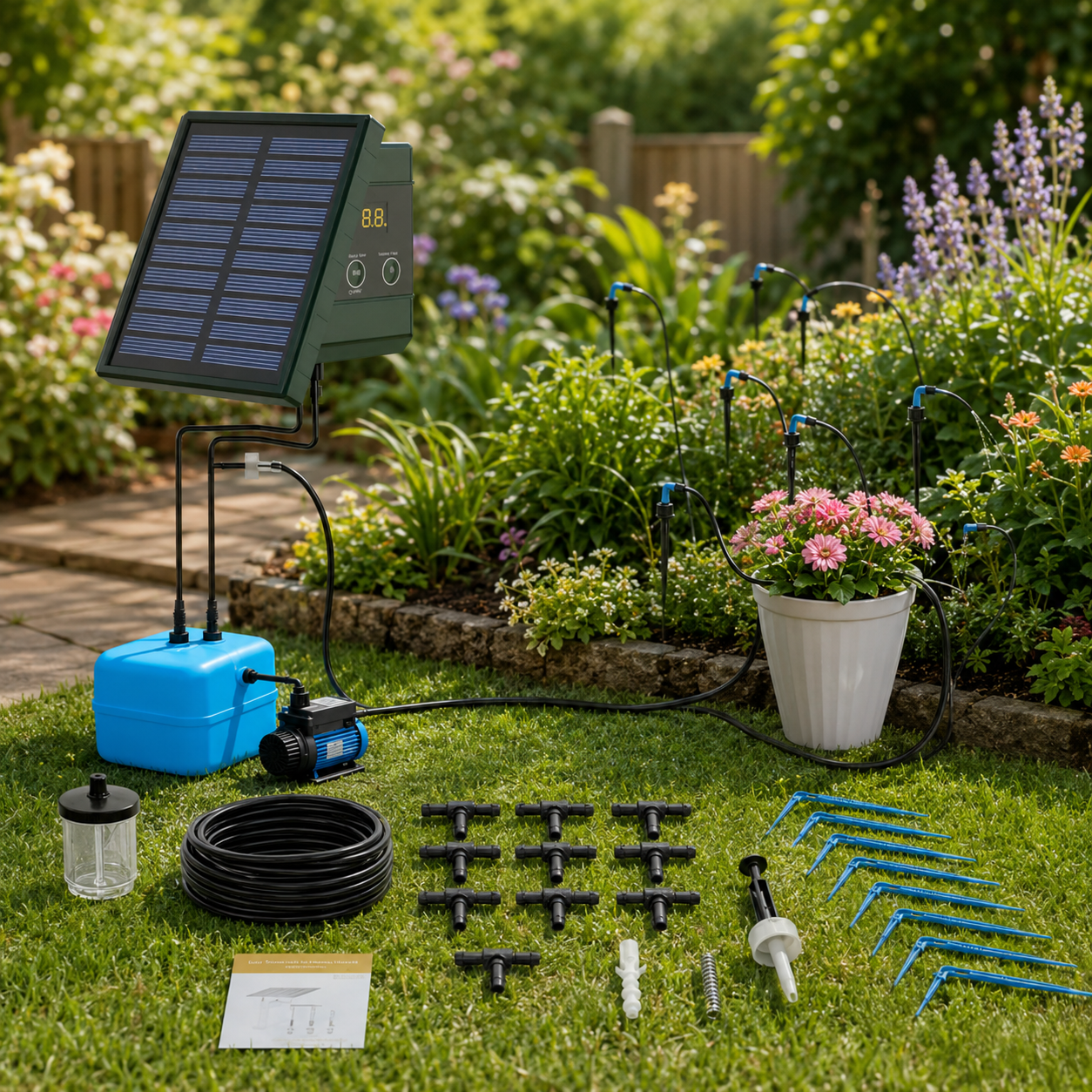 Solar-Powered Automatic Drip Irrigation System with Timer