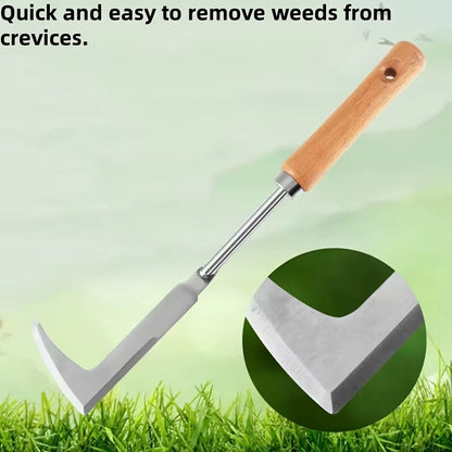 Stainless Steel L-Shaped Weeding Tool for Yards, Terraces and Lanes