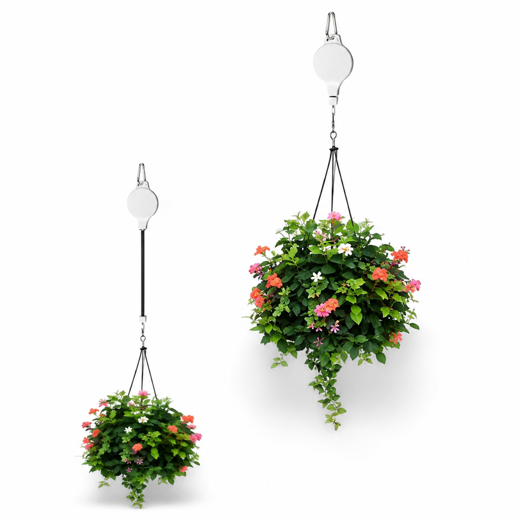 Retractable Plant Pulley Hanger - Adjustable Hook for Hanging Baskets